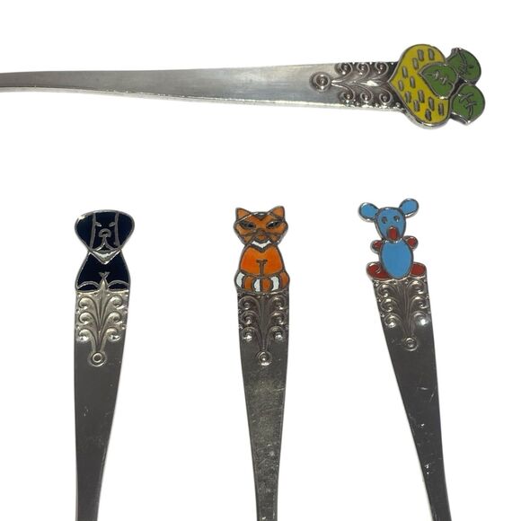 Vintage Soviet Russian Repka 6 Tea Spoon Cake Shovel Enamel Melchior Cupronickel - Picture 3 of 12